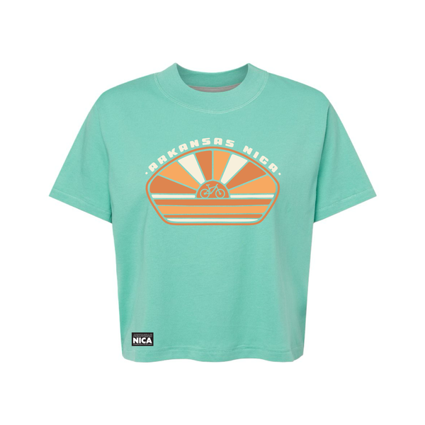 Arkansas NICA Vintage Sunset Women's Cropped Tee - Saltwater
