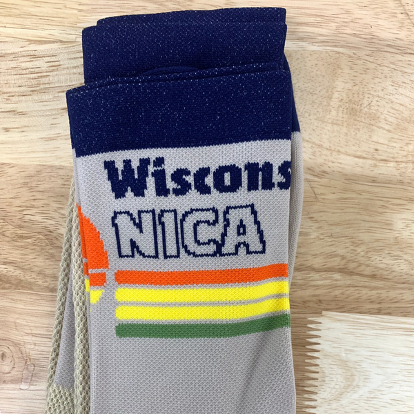 Wisconsin NICA Defeet Socks - Khaki Retro
