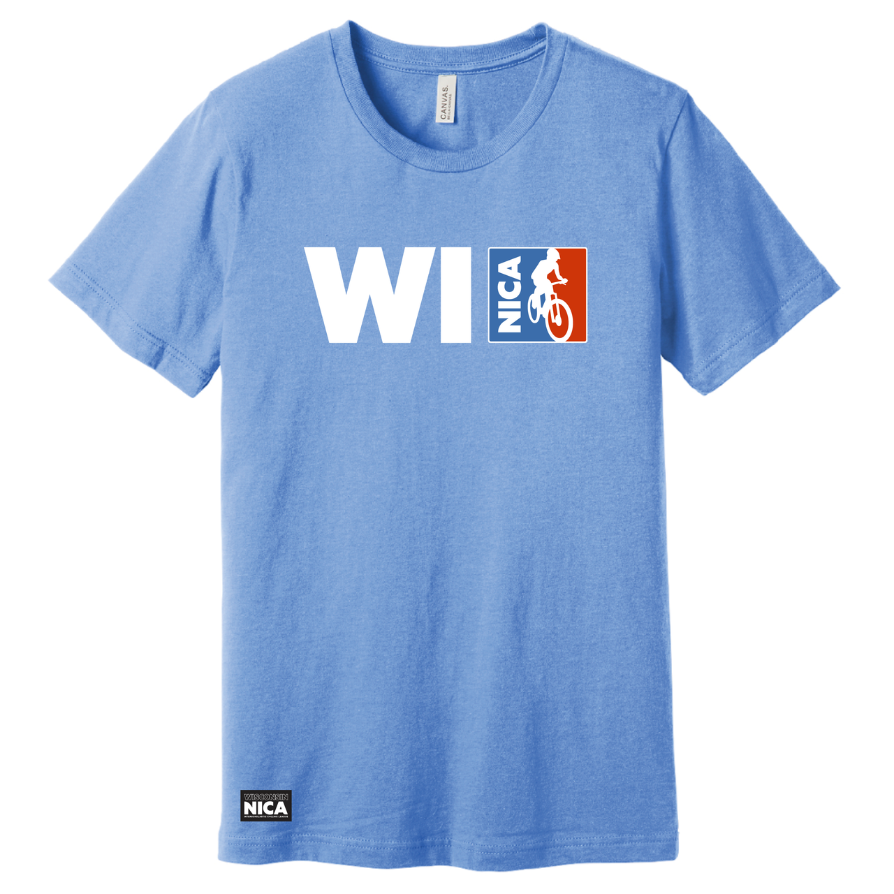 Wisconsin NICA Badge Tee - Heather Columbia Blue