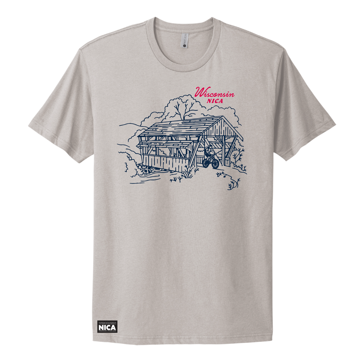 Wisconsin NICA Covered Bridge Tee - Light Grey