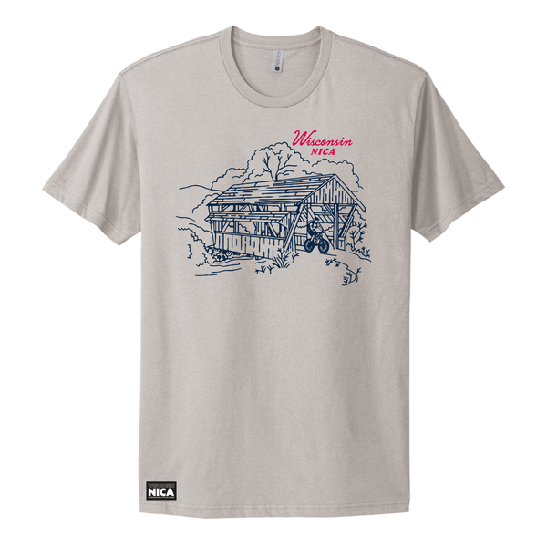 Wisconsin NICA Covered Bridge Tee - Light Grey
