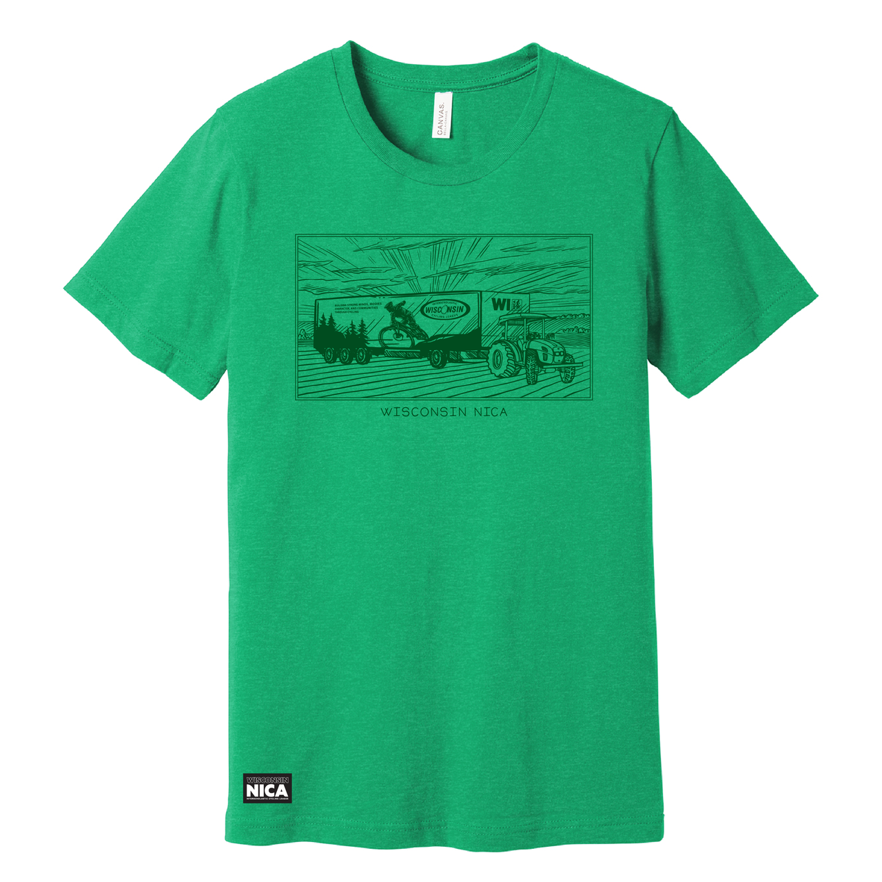 Wisconsin NICA Tractor Trailer Tees - Heather Green